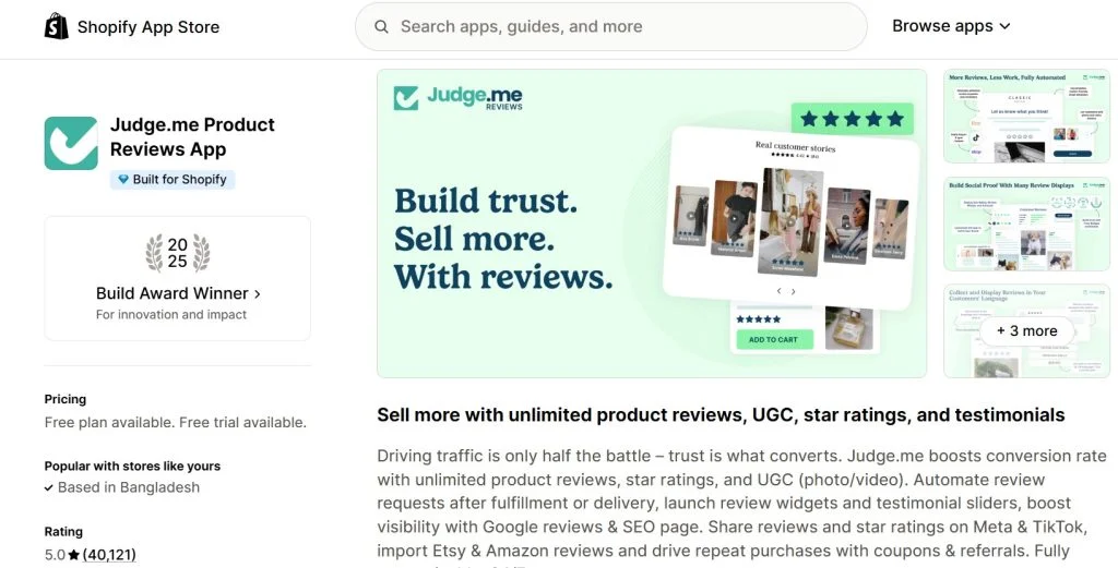 best Shopify apps for selling vitamins and supplements - judge me