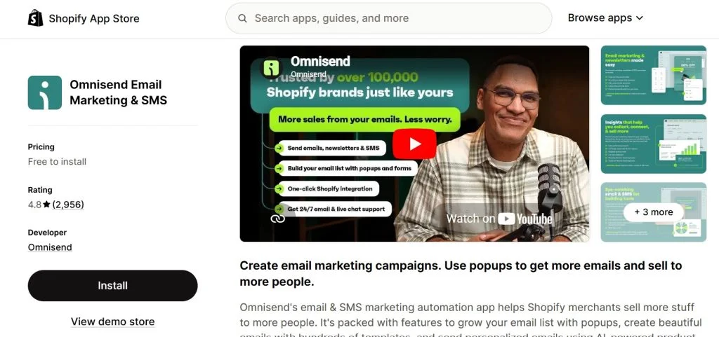 best Shopify apps for selling vitamins and supplements - omnisend email