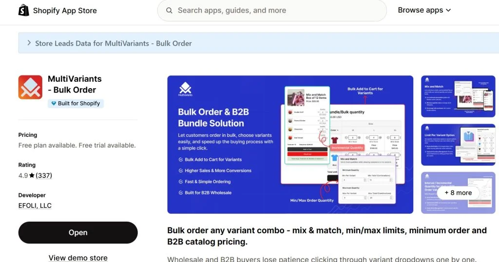 shopify product options - multivariants on shopify app store