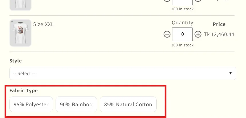 shopify product options - multivariants button swatch