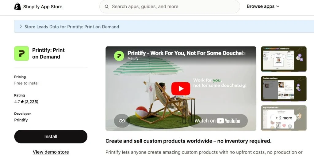 best shopify apps for selling t-shirts - printify