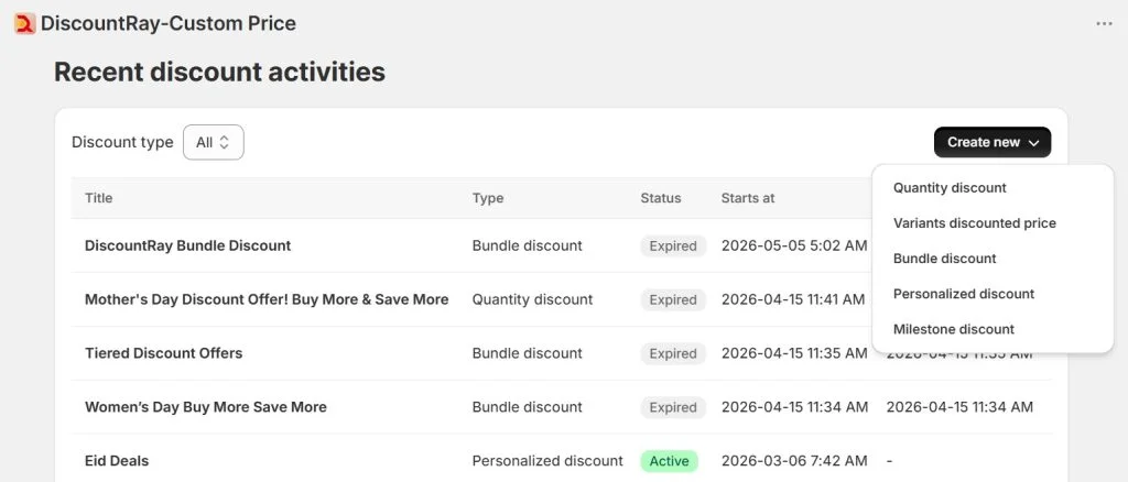 best shopify apps for selling t-shirts - discountray options