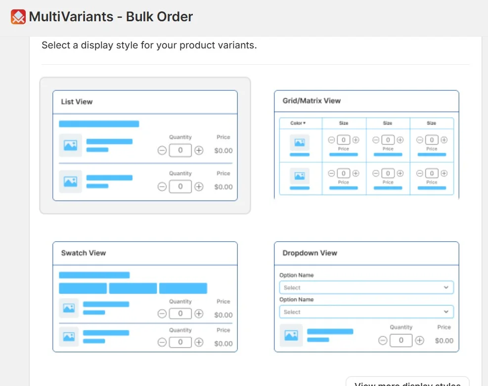 how to manage product variants on shopify - page layout with MultiVariants