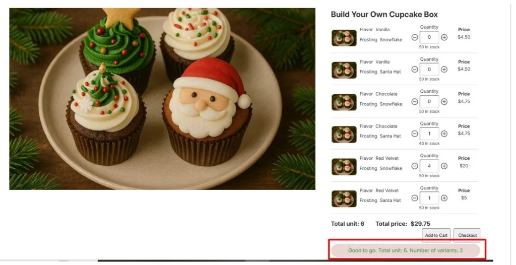 how to manage product variants on shopify - mix and match bakery bundles by MultiVariants