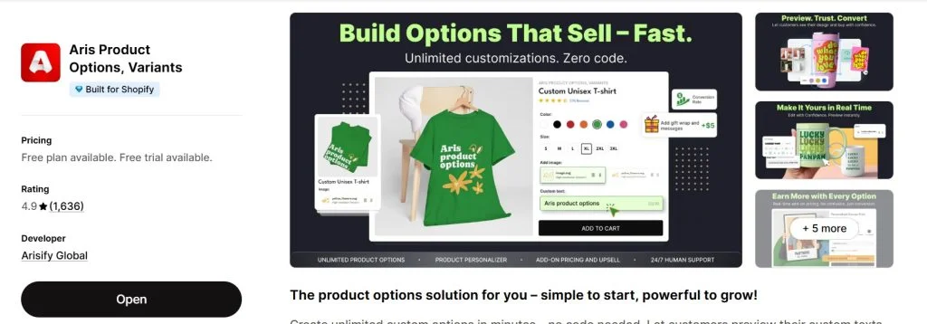 Aris product options