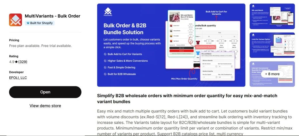 MultiVariants - best Shopify Order limit Apps