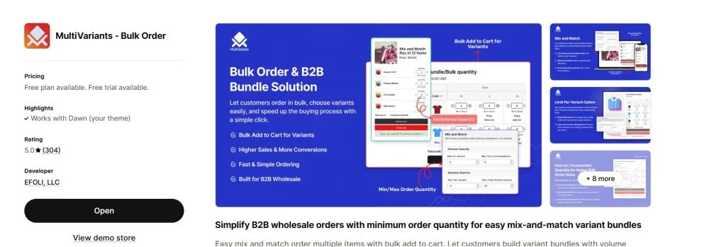 bulk balloon ordering on shopify MultiVariants install