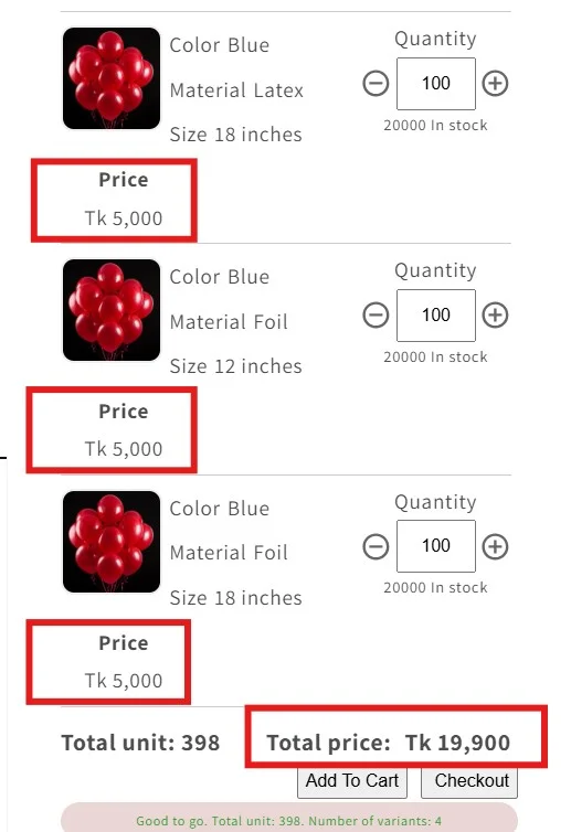 bulk balloon ordering on shopify - multivariants 8