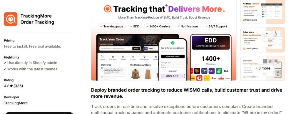 b2b wholesale apps - TrackingMore Shopify app store
