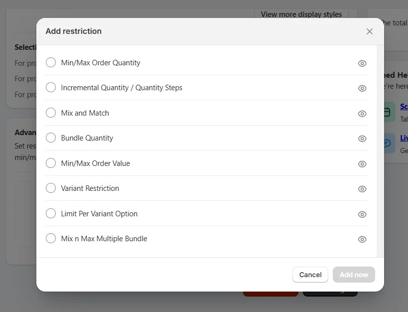 Add restrictions