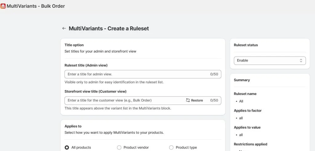 MOQ rules for skincare - MultiVariants Fields