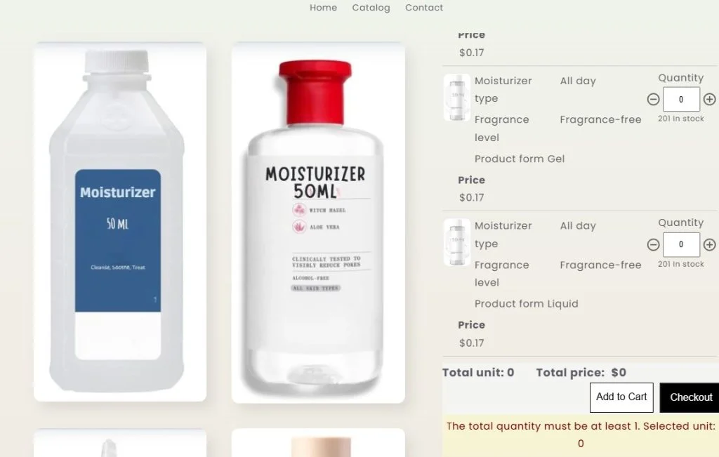MOQ rules for skincare - MultiVariants Moisturizer 1