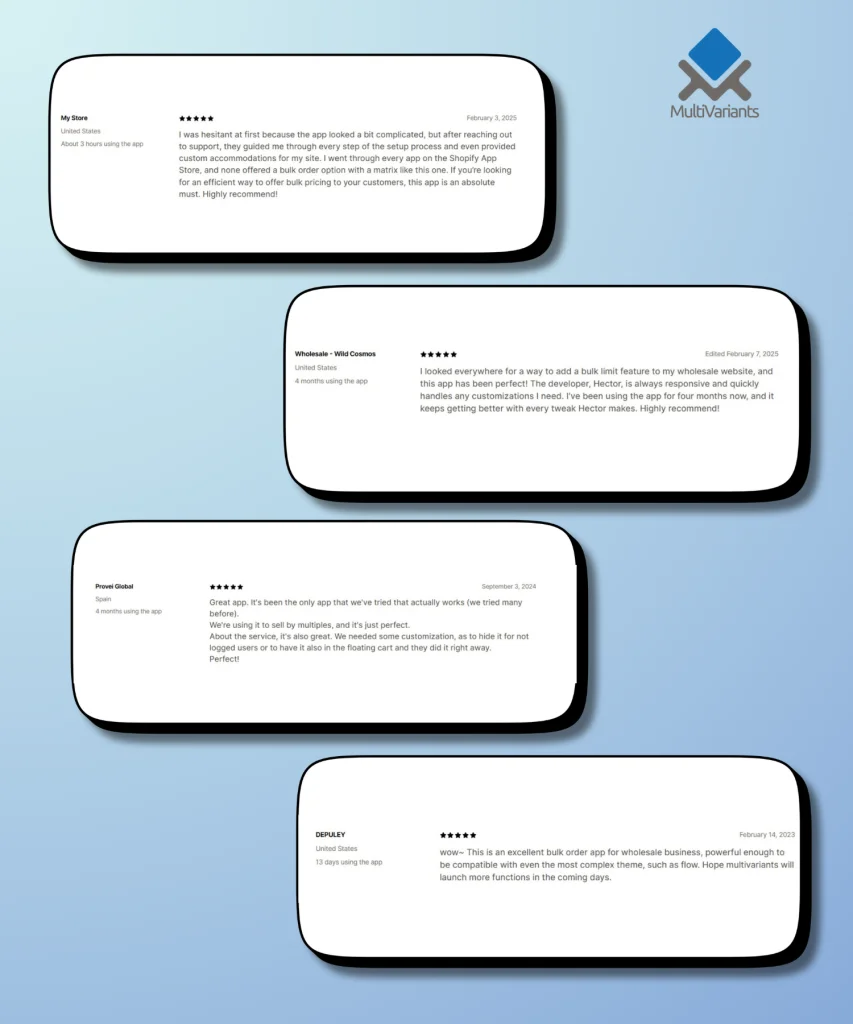 Bulk Ordering Shopify App MultiVariants - Seamless Shopify Integration