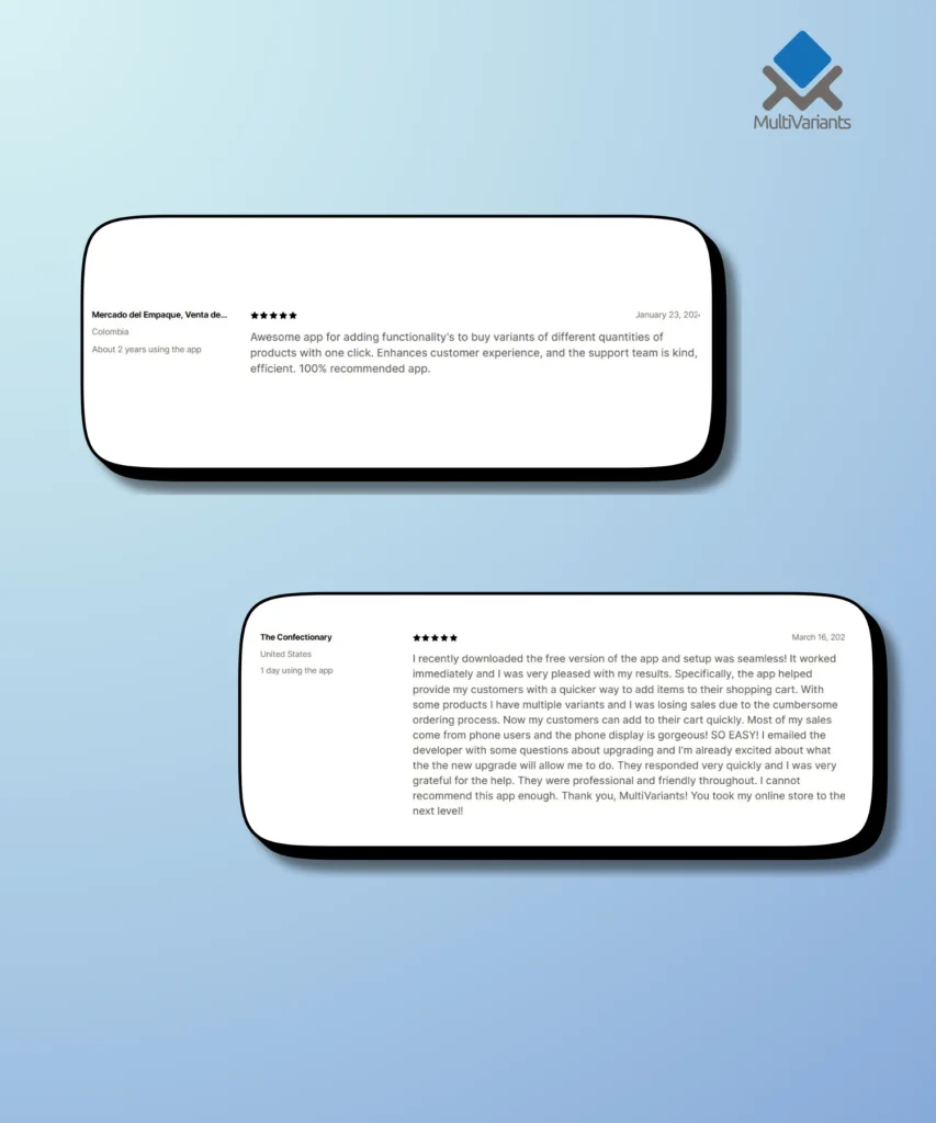 Bulk Ordering Shopify App MultiVariants -Variant Select