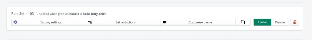 Configuring complex variant restrictions Rule Set Number Display