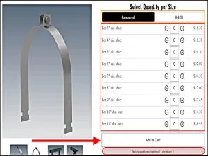 Strut Duct Hanger Shopify Store Using MultiVariants Bulk Order App