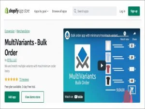 Bulk order third party app at Shopify