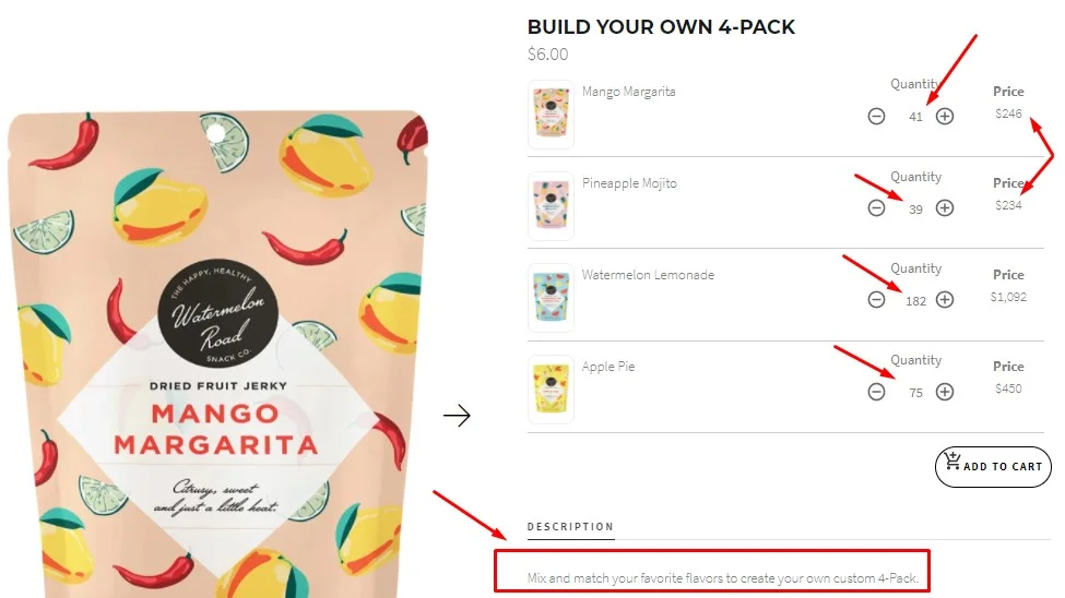 Minimal Product Order Interface with Mix and Match