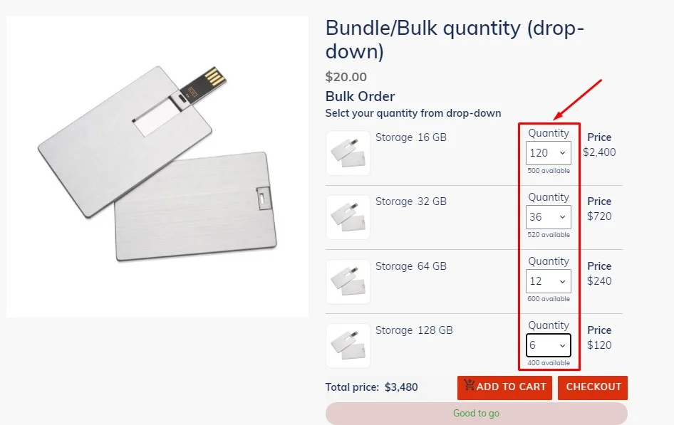 Bulk or Bundle Quantity (Drop-down)