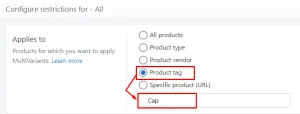 Apply MultiVariants to specific or group of products