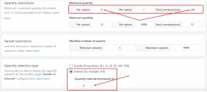 Shopify minimum order quantity & incremental quantity