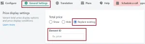 Replace existing price lable