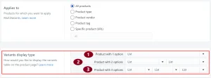 Variants option display styles