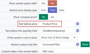 Text before price