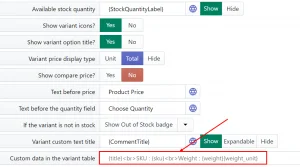 Custom data in the variant table
