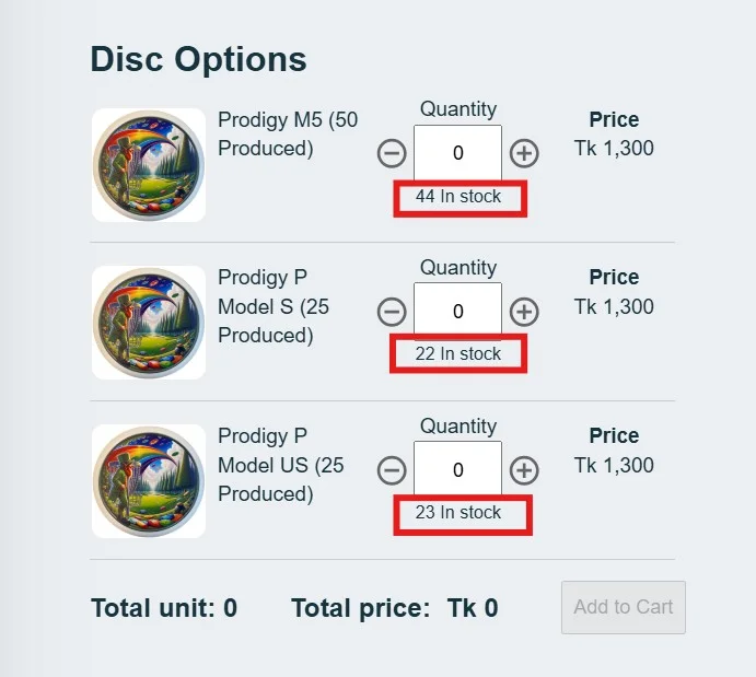 disc golf shopping - MultiVariants solution 3
