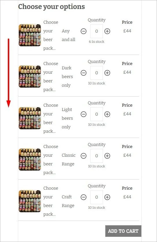 WildCraft Brewery using MultiVariants - Shopify quick ordering app