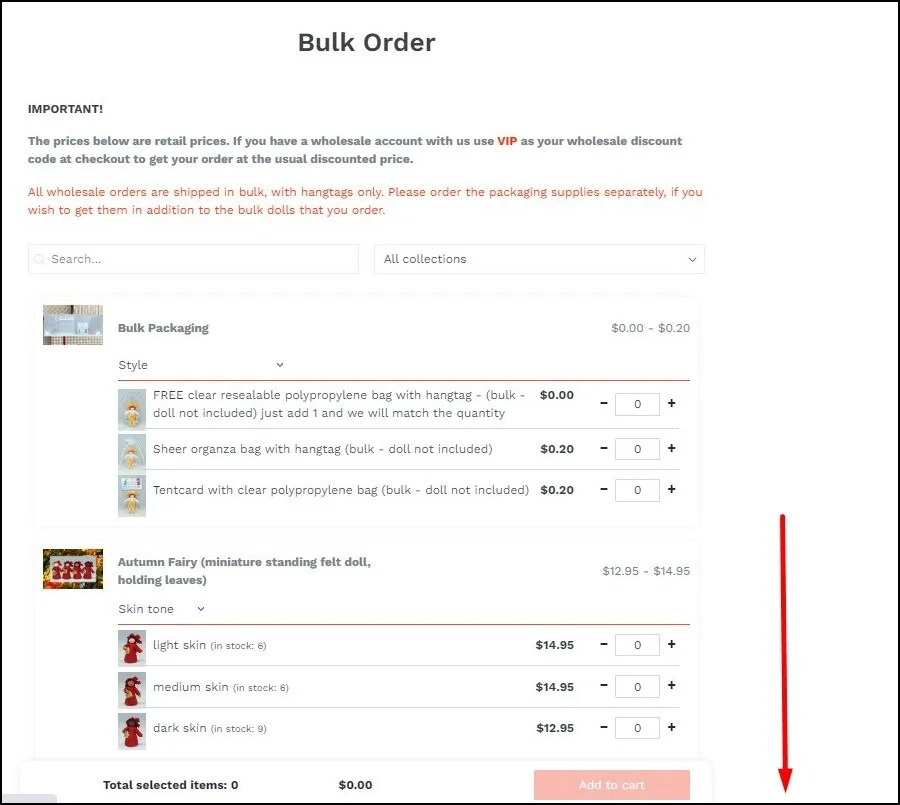 Eco Flower Fairies product variants using bulk ordering app MultiVariants