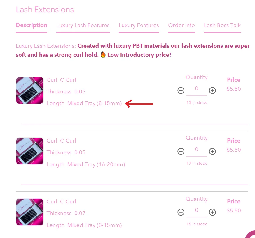 Lash Fanatics Wholesale Product Page without MultiVariants