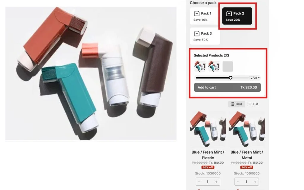 best shopify volume bundle apps - product page after pushbundle