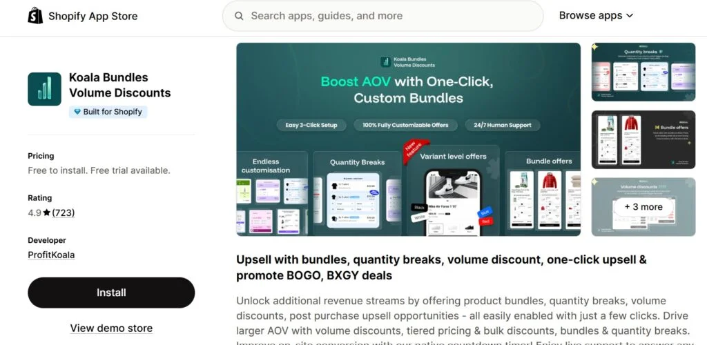 best shopify volume bundle apps - koala bundles