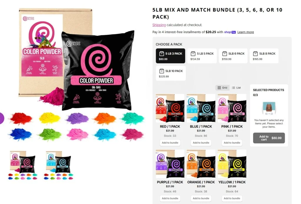 Chameleon colors - product page with PushBundle