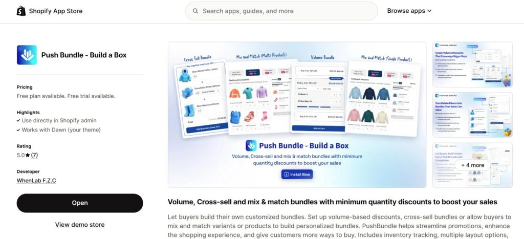 Paquetes de Año Nuevo de Shopify - PushBundle en la tienda de aplicaciones de Shopify