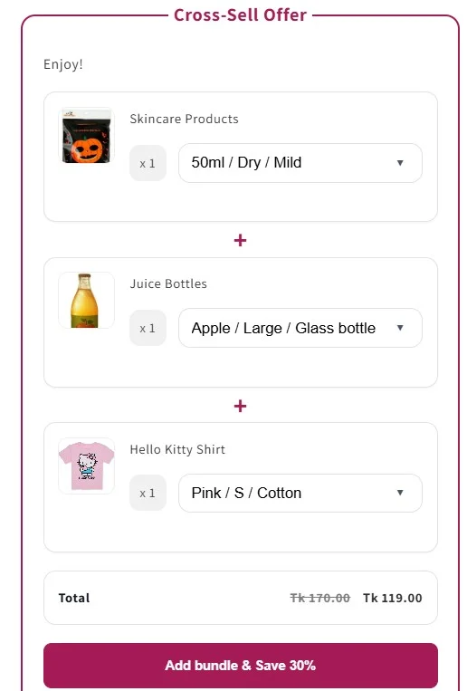 last minute gift bundles - PushBundle cross sell