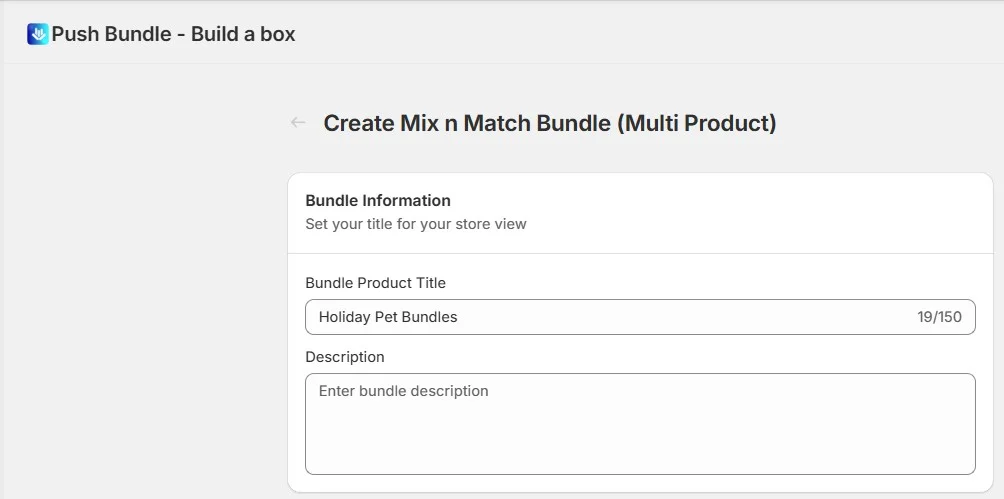 enter bundle information
