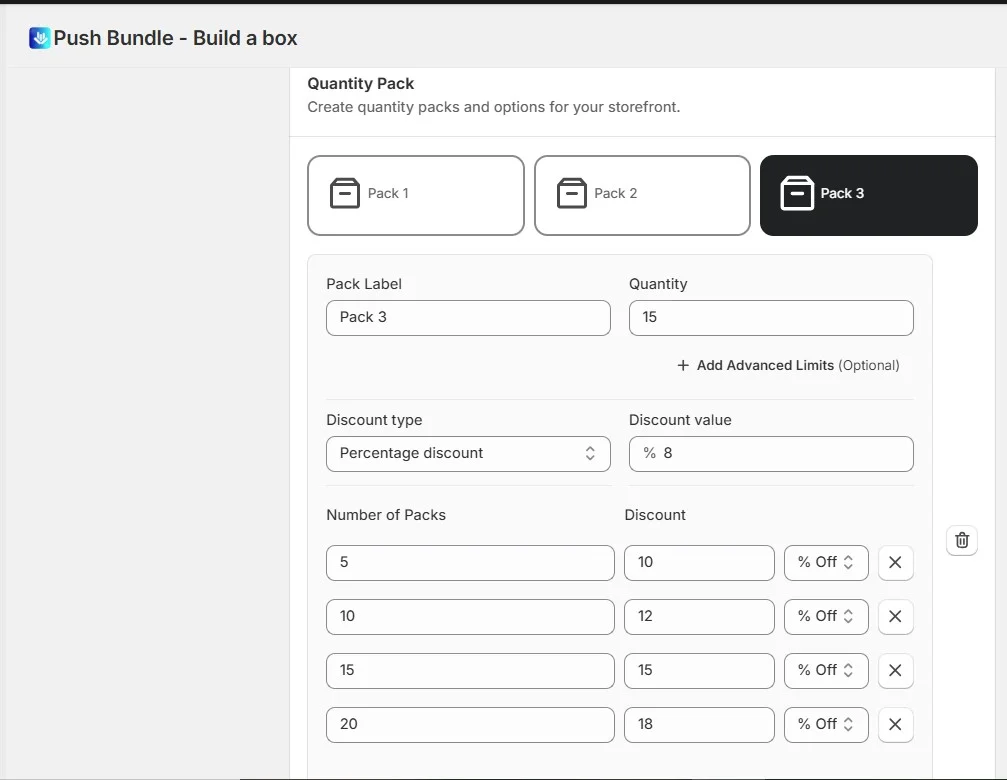 add quantity packs