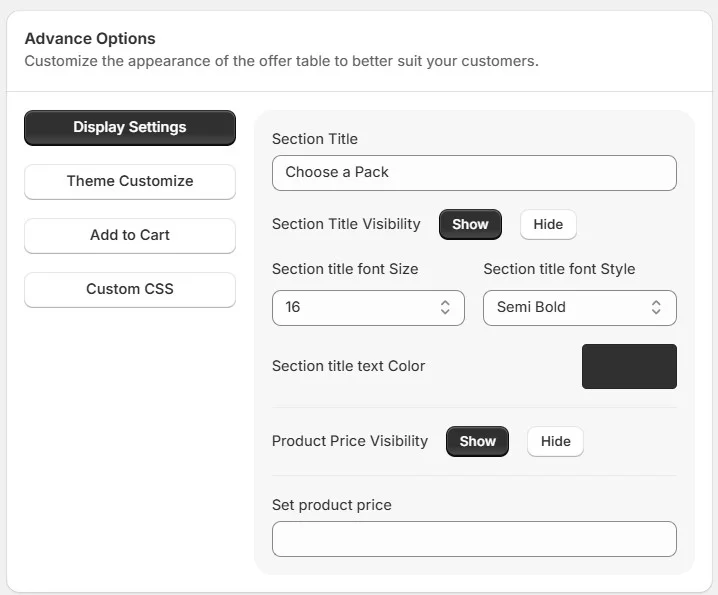 Add advance options if you want more customization