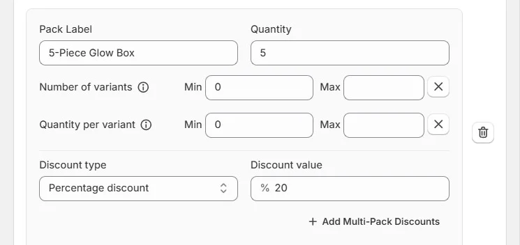 Cómo iniciar un negocio de cajas de suscripción con Shopify: límites avanzados de cantidad de paquetes en Pushbundle.