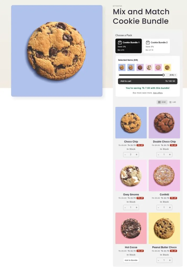 vetrina del pacchetto di biscotti mix and match