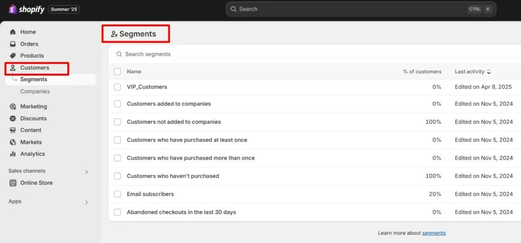 Venta adicional de Shopify: Segmentación de clientes