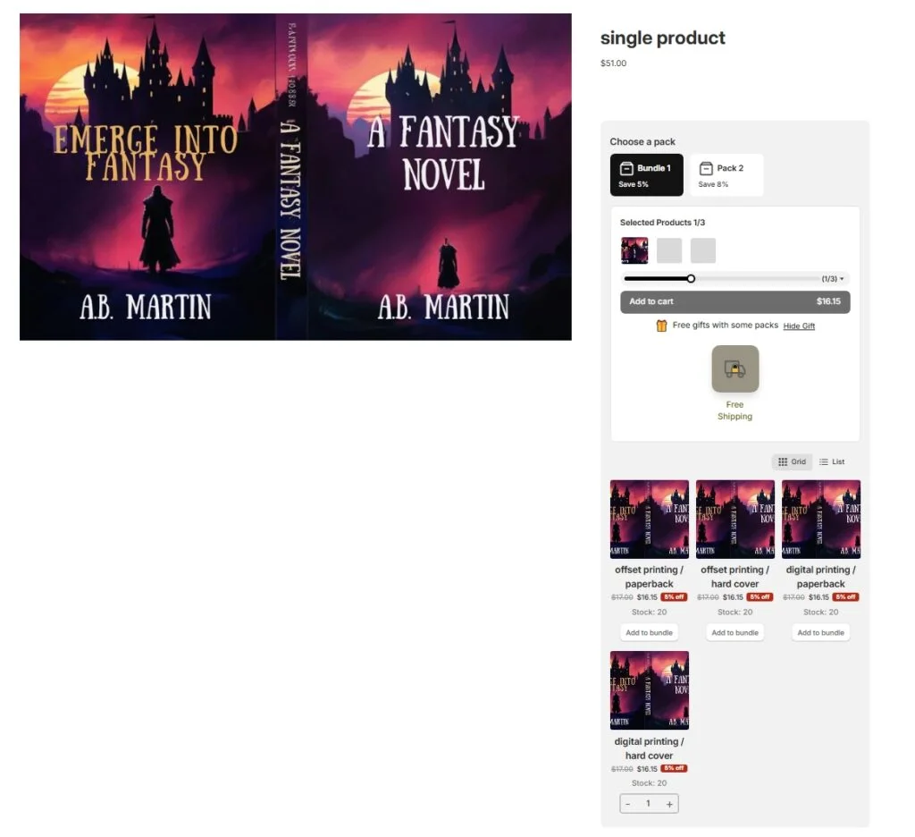 Build-your-own bundle in the product page